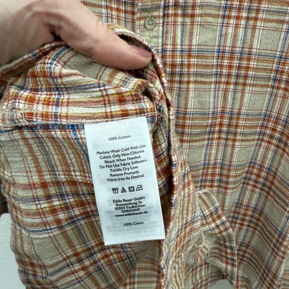 Eddie Bauer Classic Fit Gauze Cotton Plaid Long Sleeve Button Up Shirt Mens T3XL - Picture 4 of 7